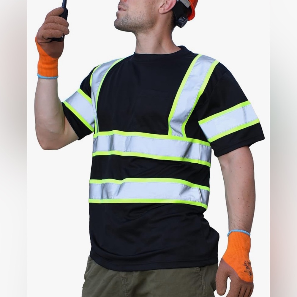 Sesafety Sz M men Reflective Construction with Pocket Safety T Shirts short NW